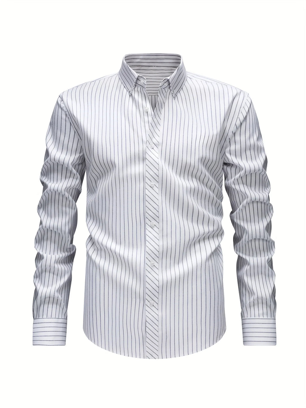 Men's white striped relaxed fit shirt for autumn and winter layering