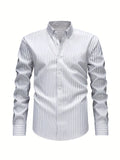 Men's white striped relaxed fit shirt for autumn and winter layering