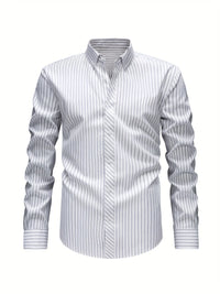 Men's Striped Relaxed Fit Shirt for Winter Layering