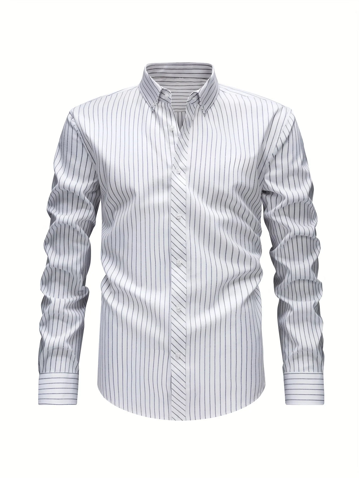 Men's white striped relaxed fit shirt for autumn and winter layering