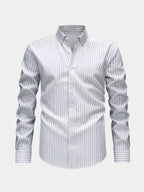 Men's white striped relaxed fit shirt for autumn and winter layering