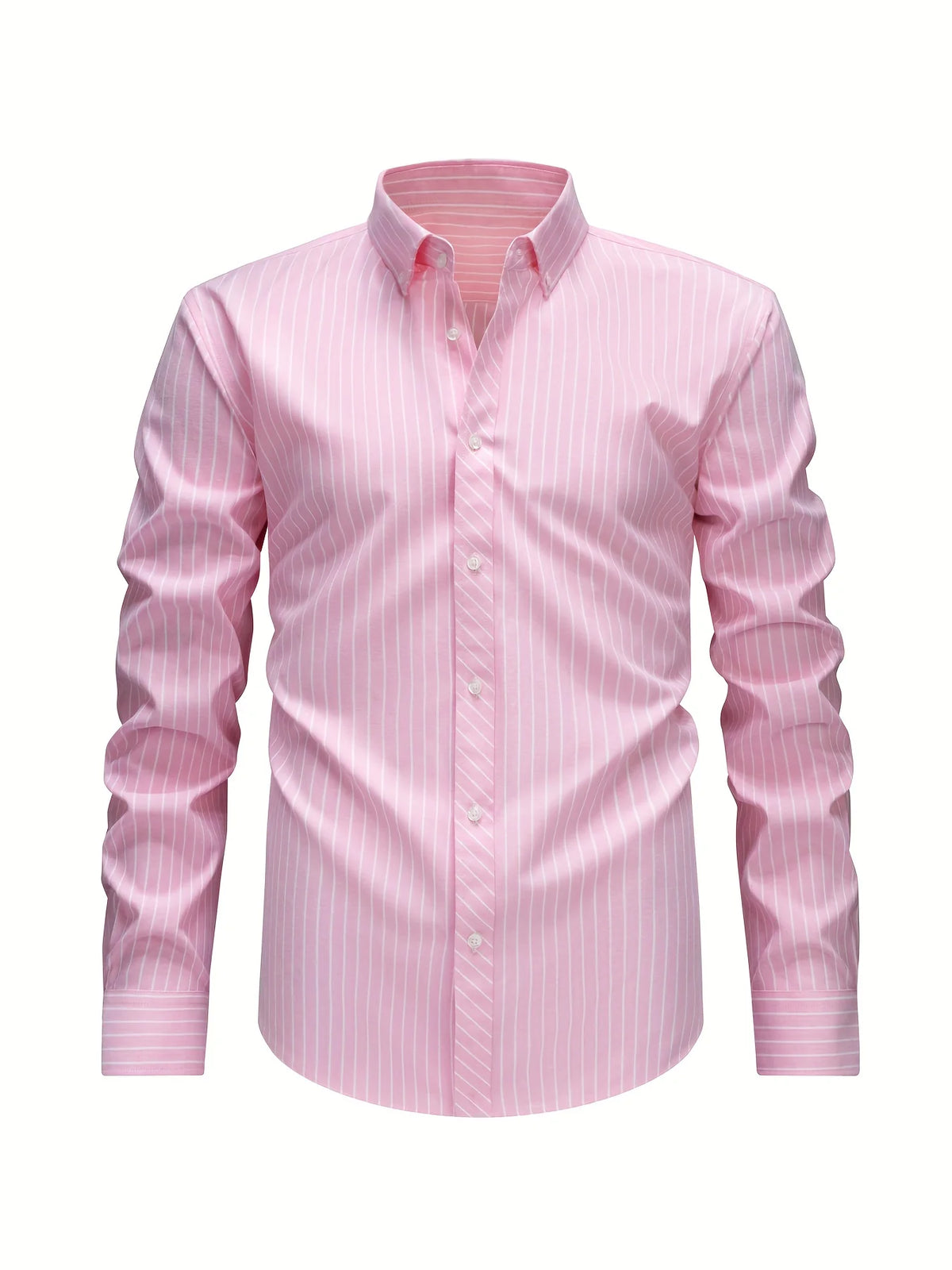 Men's beige striped relaxed fit shirt for autumn and winter layering
