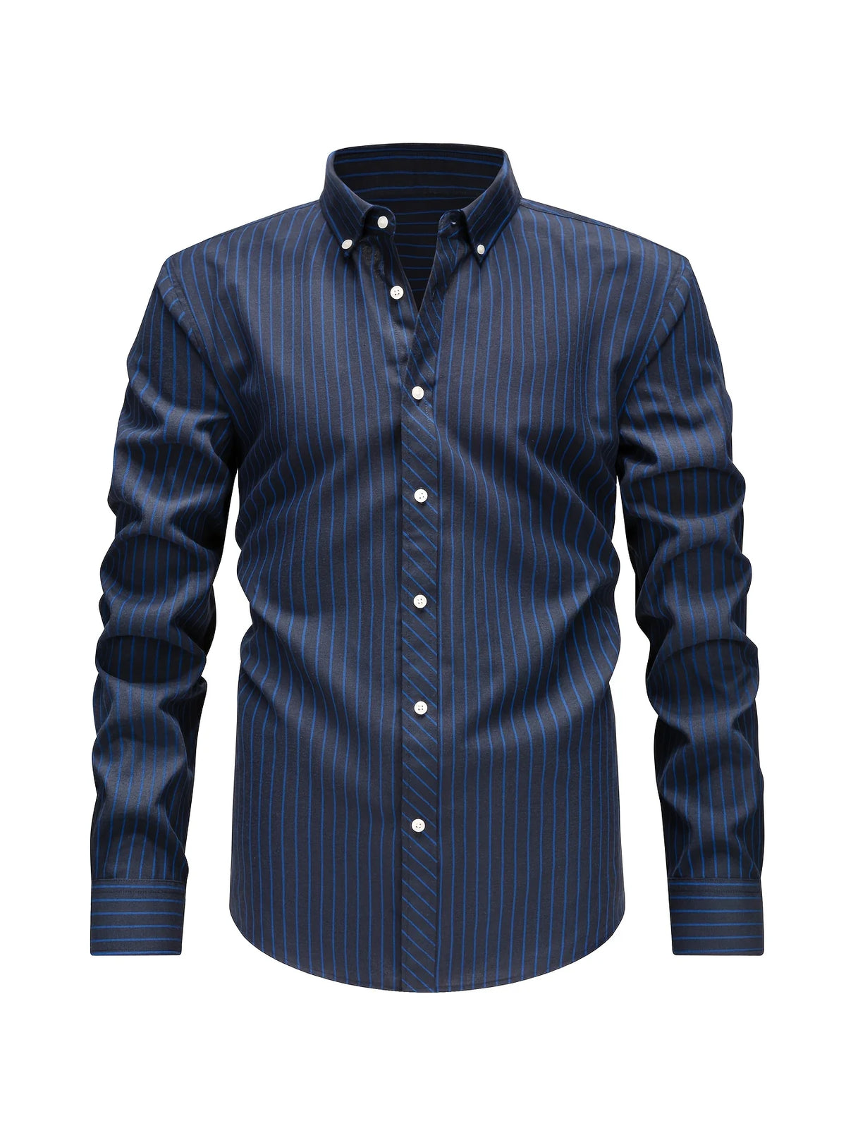 Men's light blue striped relaxed fit shirt for autumn and winter layering