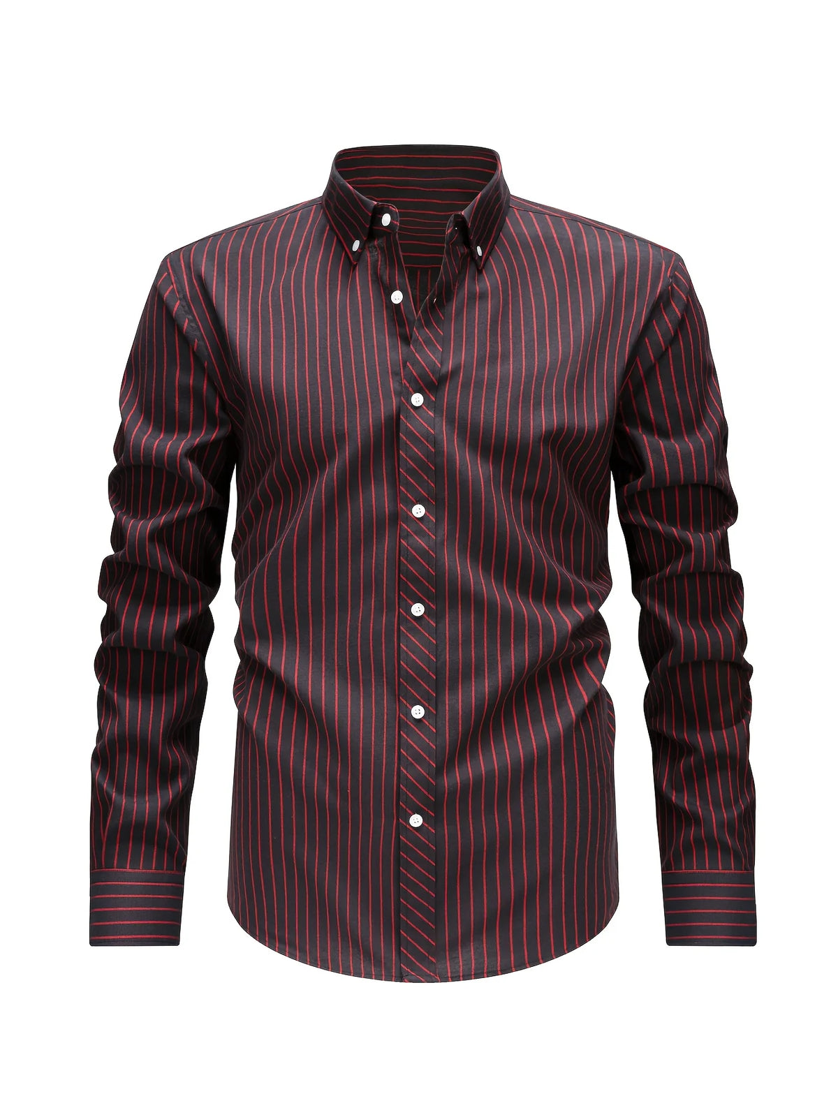 Men's navy blue striped relaxed fit shirt for autumn and winter layering