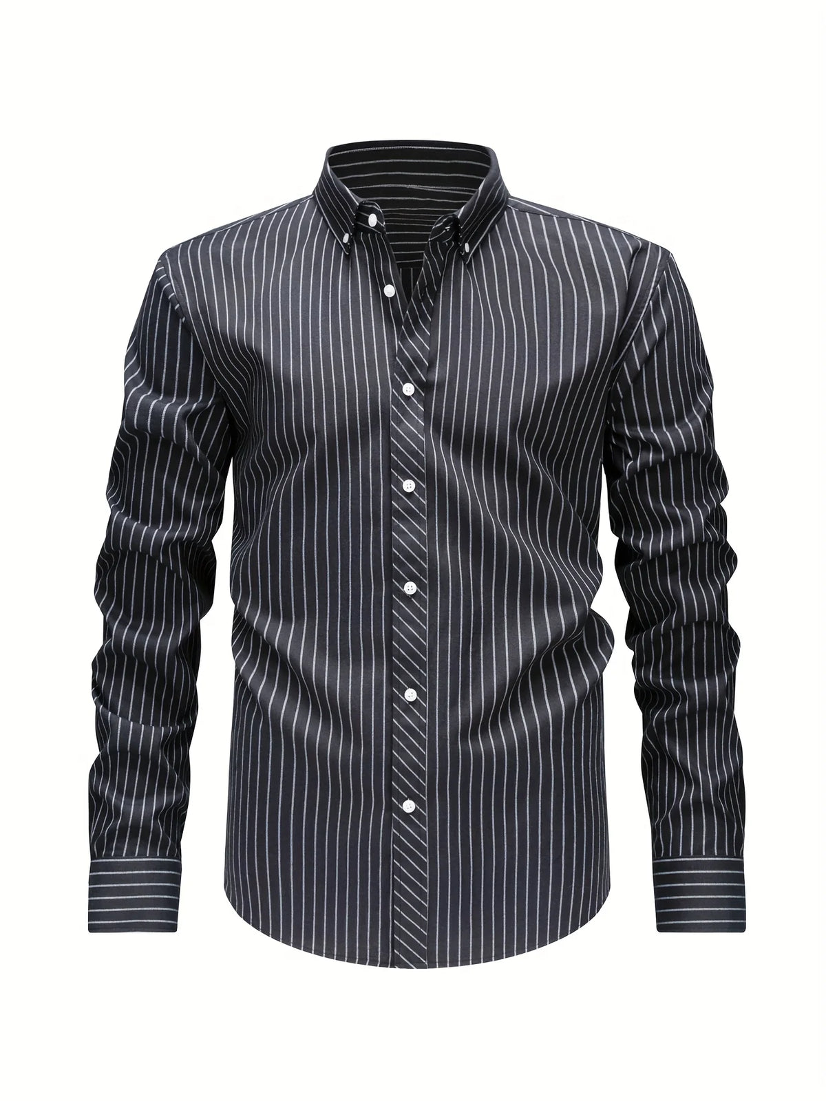 Men's brown striped relaxed fit shirt for autumn and winter layering
