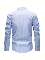 Men's black striped relaxed fit shirt for autumn and winter layering