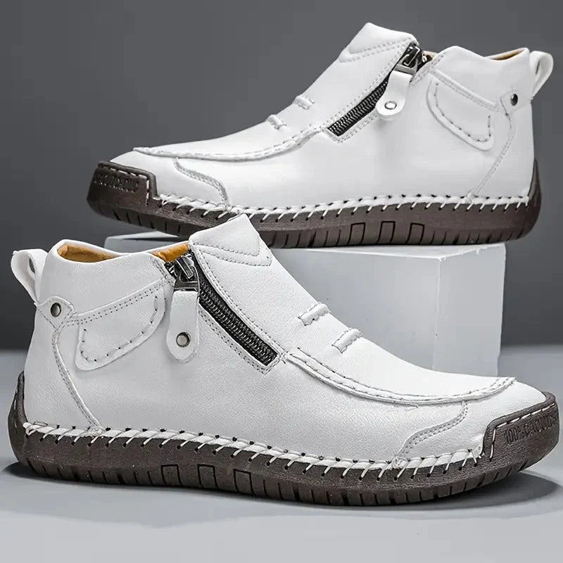 Men's white wide fit cushioned comfort shoes for autumn and winter
