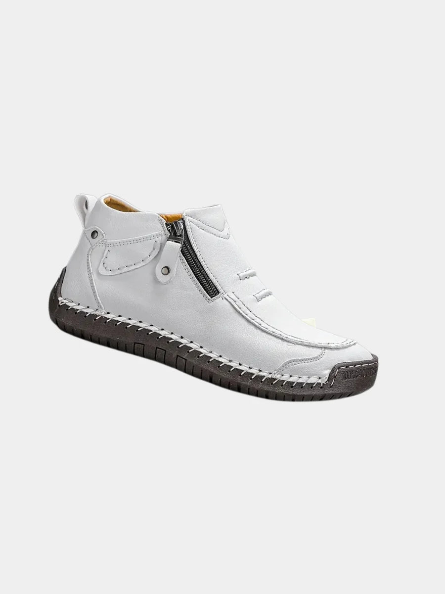 Men's white wide fit cushioned comfort shoes for autumn and winter