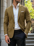 Men's brown casual single-breasted jacket for autumn and winter