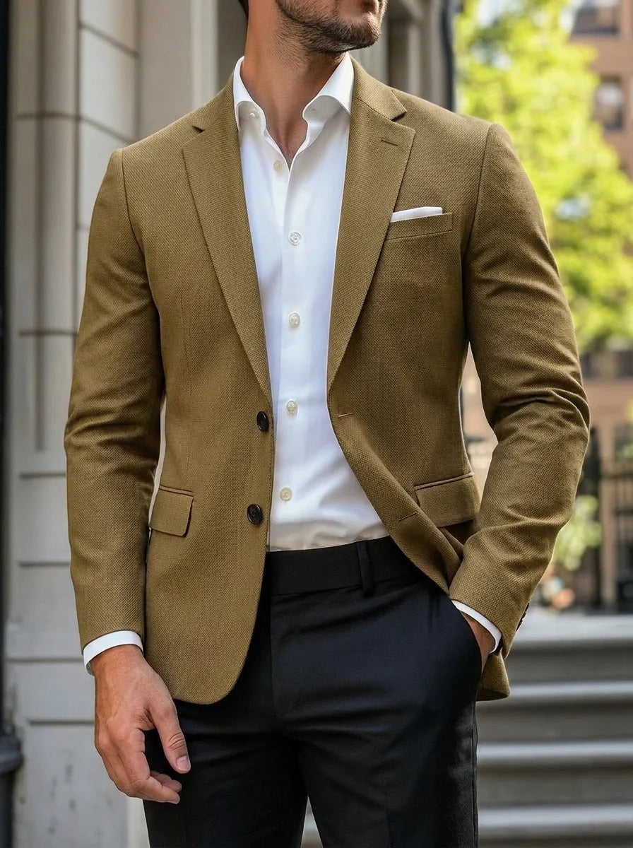 Men's brown casual single-breasted jacket for autumn and winter