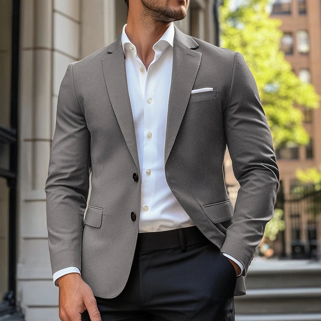 Men's navy blue casual single-breasted jacket for autumn and winter