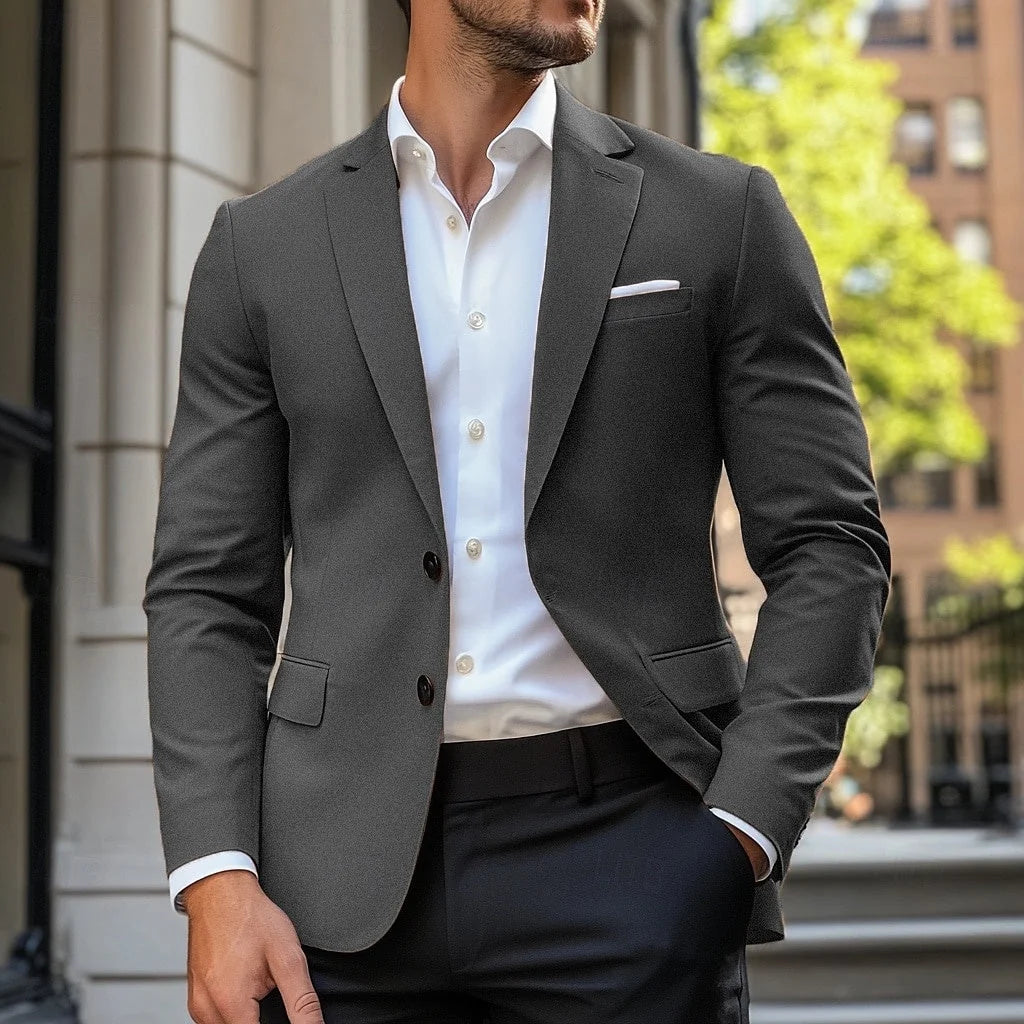 Men's navy blue casual single-breasted jacket for autumn and winter