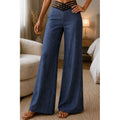 Women's royal blue high-waisted wide-leg trousers