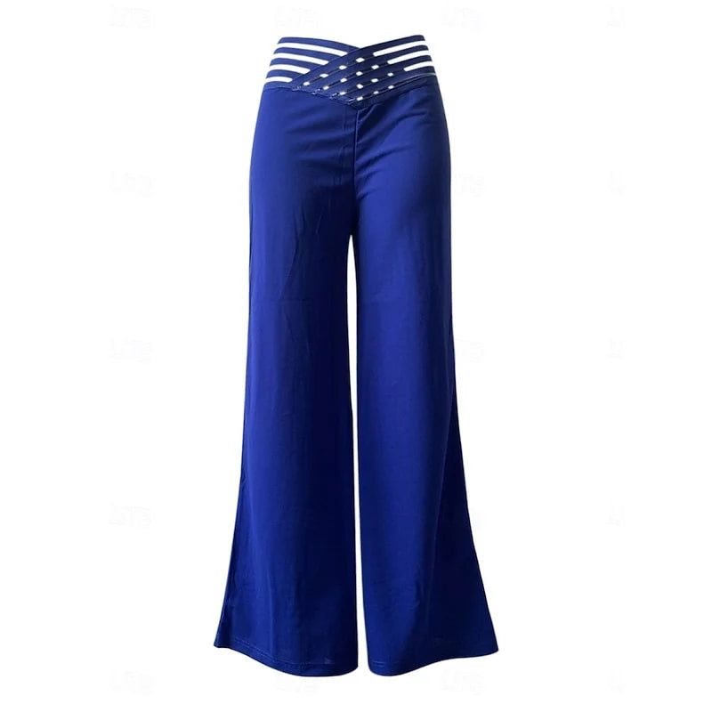 Women's fuchsia high-waisted wide-leg trousers