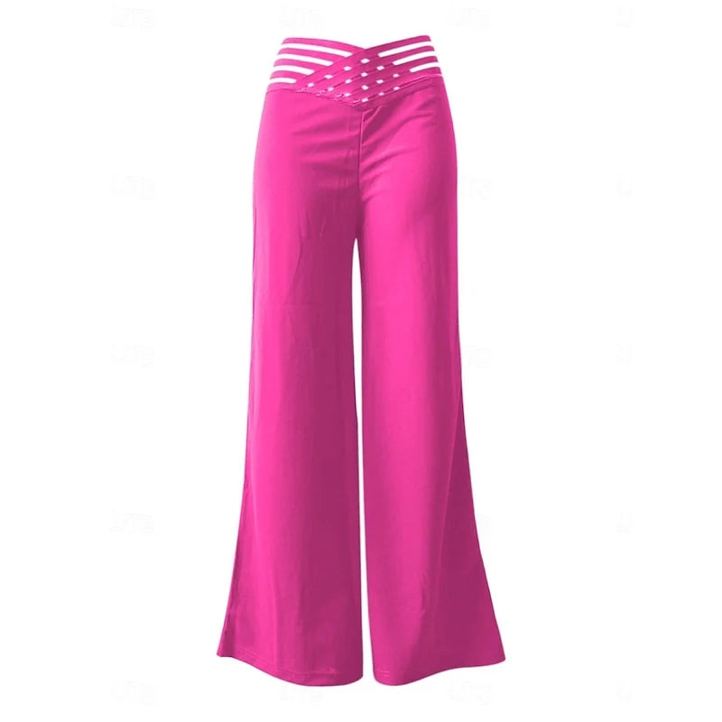 Women's royal blue high-waisted wide-leg trousers