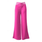 Women's royal blue high-waisted wide-leg trousers