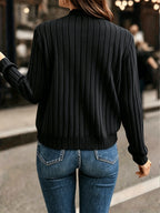 Women's grey refined ribbed zip-up jacket for everyday winter wear