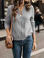 Women's grey refined ribbed zip-up jacket for everyday winter wear