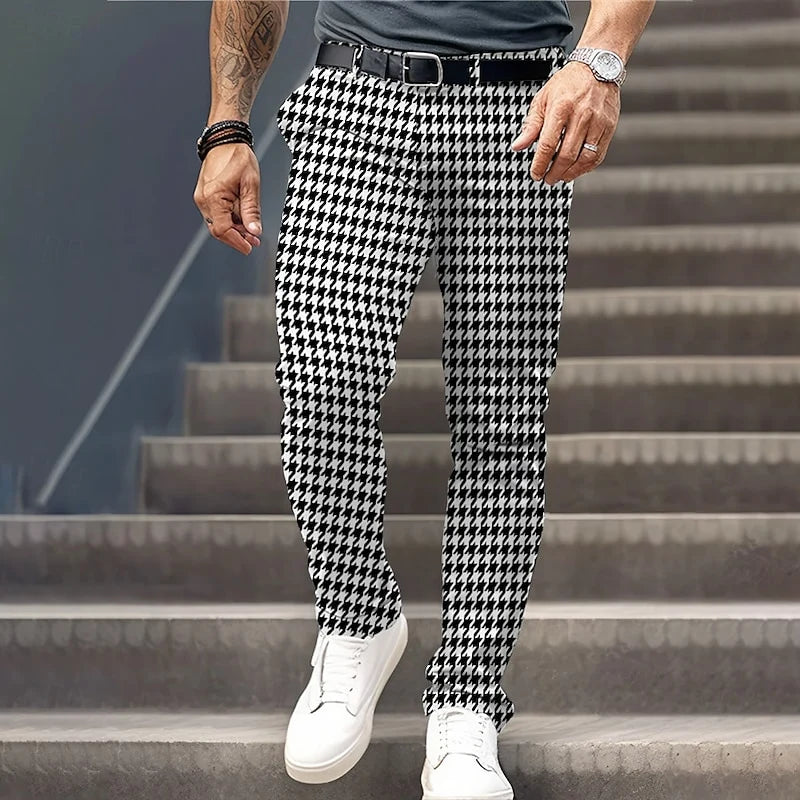 Women's black tailored houndstooth trousers