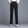 Women's black tailored straight-leg trousers