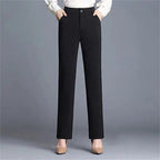 Women's black tailored straight-leg trousers