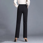 Women's black tailored straight-leg trousers
