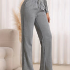 Women's grey relaxed straight-leg trousers for autumn and winter