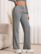 Women's grey relaxed straight-leg trousers for autumn and winter