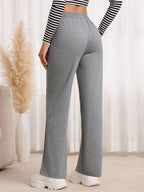 Women's grey relaxed straight-leg trousers for autumn and winter