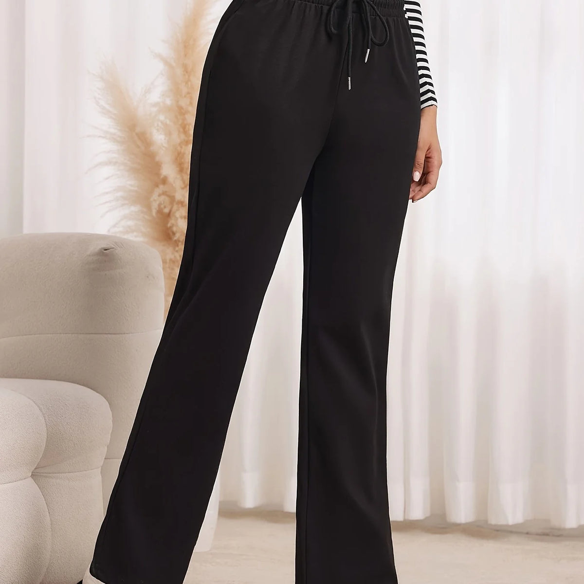Women's space grey relaxed straight-leg trousers for autumn and winter
