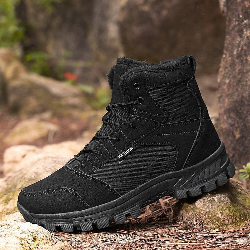 Women's brown fleece-lined hiking boots for autumn and winter wear