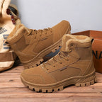 Women's brown fleece-lined hiking boots for autumn and winter wear