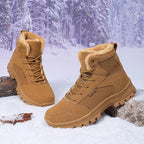 Women's brown fleece-lined hiking boots for autumn and winter wear