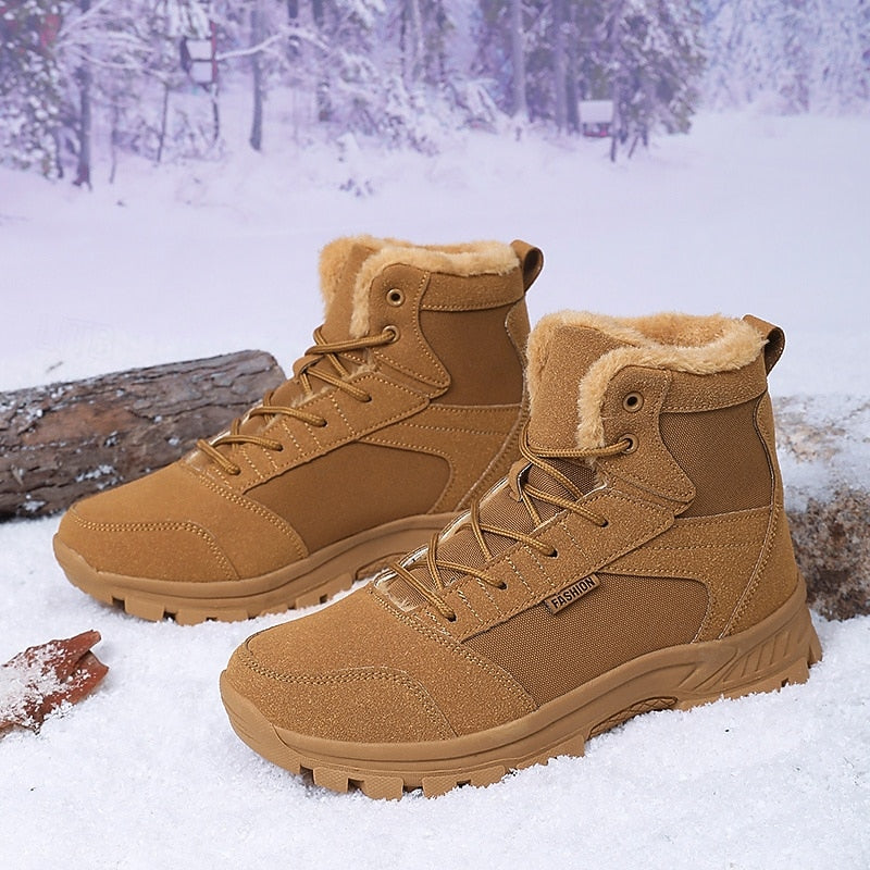 Women's black fleece-lined hiking boots for autumn and winter wear