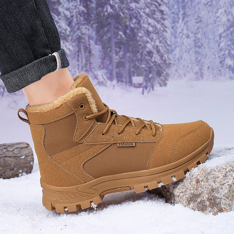 Women's black fleece-lined hiking boots for autumn and winter wear
