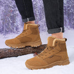 Women's black fleece-lined hiking boots for autumn and winter wear