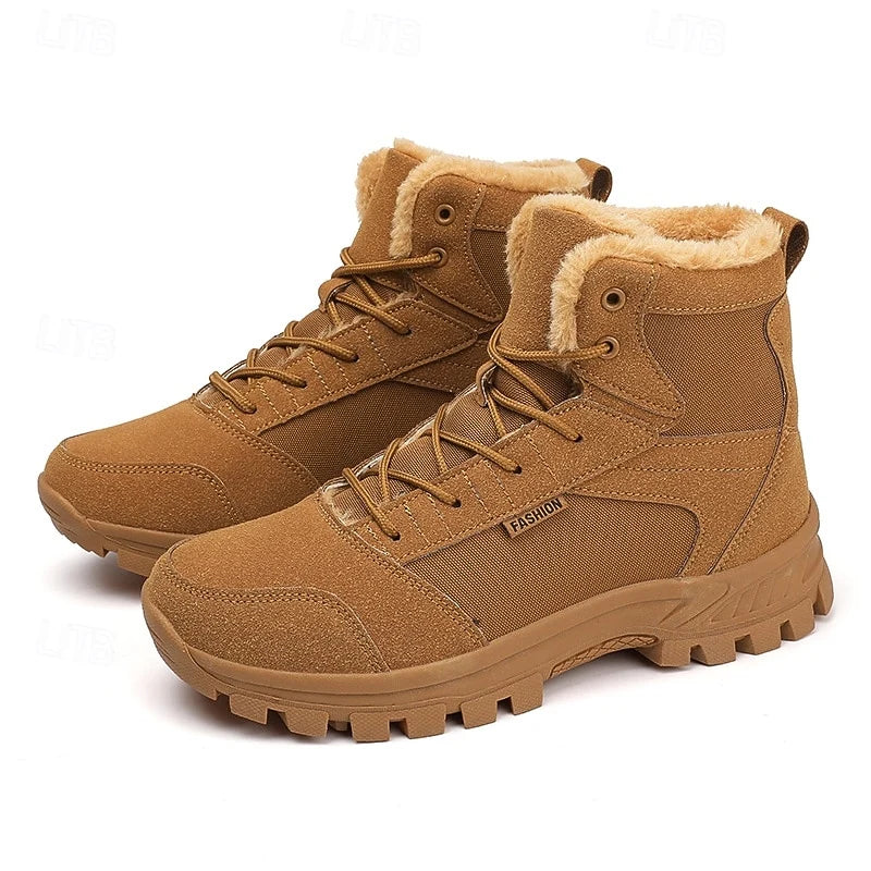 Women's black fleece-lined hiking boots for autumn and winter wear