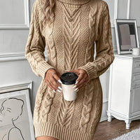 Women's Cosy Cable Knit Sweater Dress for Everyday Winter Wear