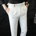 Men's white tailored straight-leg trousers