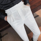 Men's apricot tailored straight-leg trousers