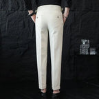 Men's white tailored straight-leg trousers