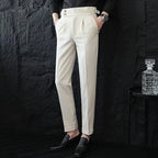 Men's black tailored straight-leg trousers