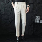 Men's apricot tailored straight-leg trousers