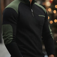 Men's Textured Quarter-Zip Pullover for Winter Wear