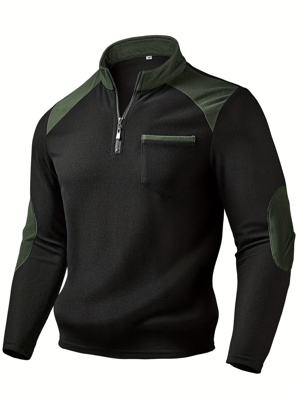 Men's black textured quarter-zip pullover