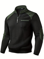 Men's black textured quarter-zip pullover