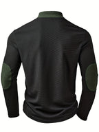 Men's black textured quarter-zip pullover