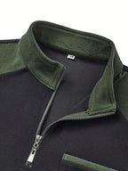 Men's black textured quarter-zip pullover