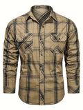 Men's khaki vintage collar shirt for everyday autumn and winter wear