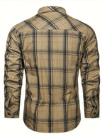Men's navy blue vintage collar shirt for everyday autumn and winter wear